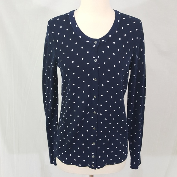 Tommy Hilfiger Sweaters - NEW Tommy Hilfiger Blue White Polka Dot Cardigan S